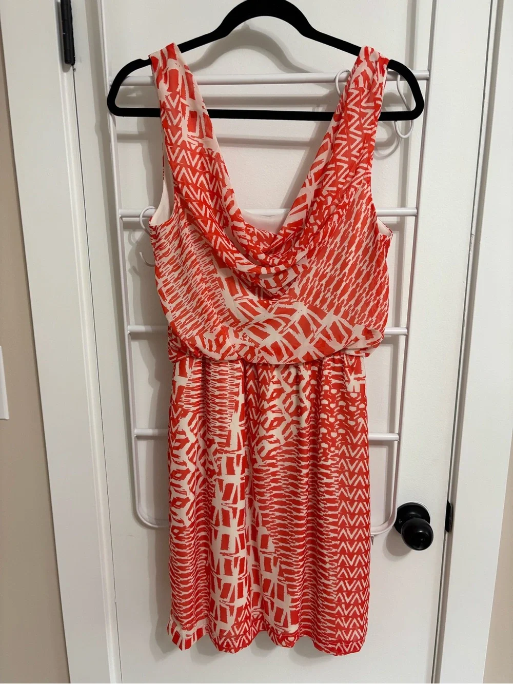 Bisou Bisou by Michele Bohbot Red & White Printed Dress – Size 8